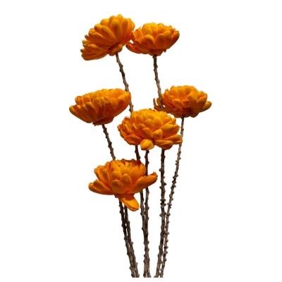 6 Stem Chrysanthemum Flower Branches - Tangerine 